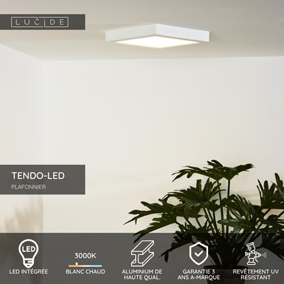 Lucide TENDO-LED - Plafonnier - LED - 1x18W 3000K - Blanc
